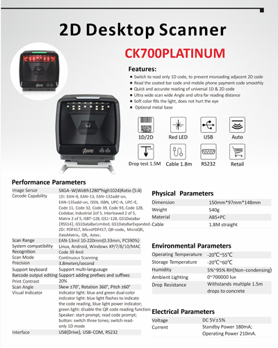 Barkod Okuyucu CK700PLATINUM USB TAK ÇALIŞTIR görsel 4